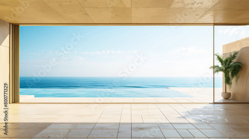 A large open space with a view of the ocean