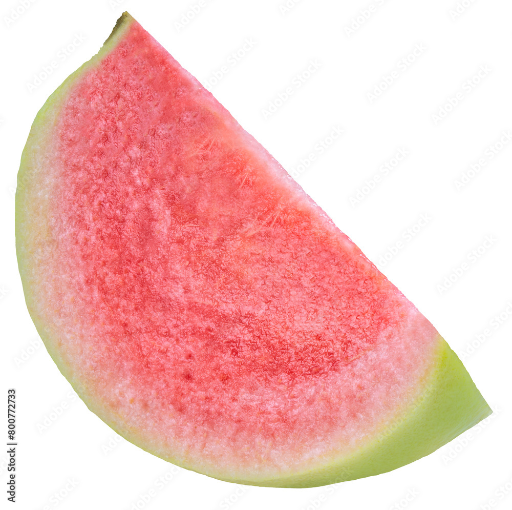 Fresh Red Guava fruit on white background. Sweet Guava fruit with leaf isolate on white PNG File. Fresh Red Guava fruit on white background. Sweet Guava fruit with leaf isolate on white PNG File.