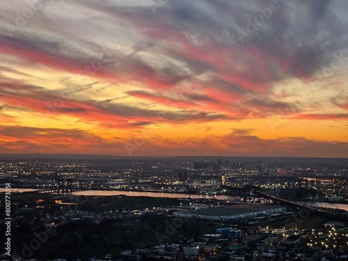 panorama sunset over the city