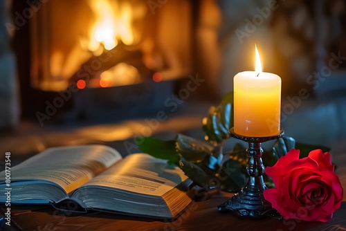 candles and book