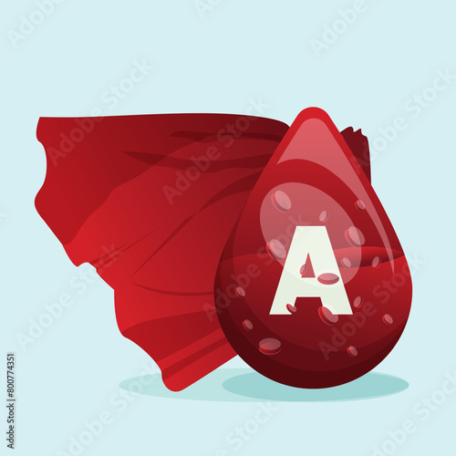 Superblood hero, drop blood with wings and blood group in the chest