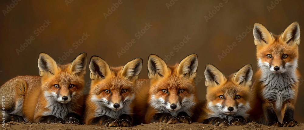 Charming foxes pose for the camera Charming foxes pose for the camera