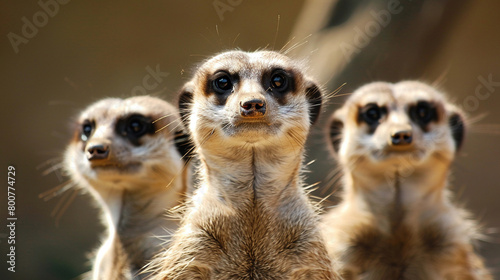 Curious meerkats stand alert