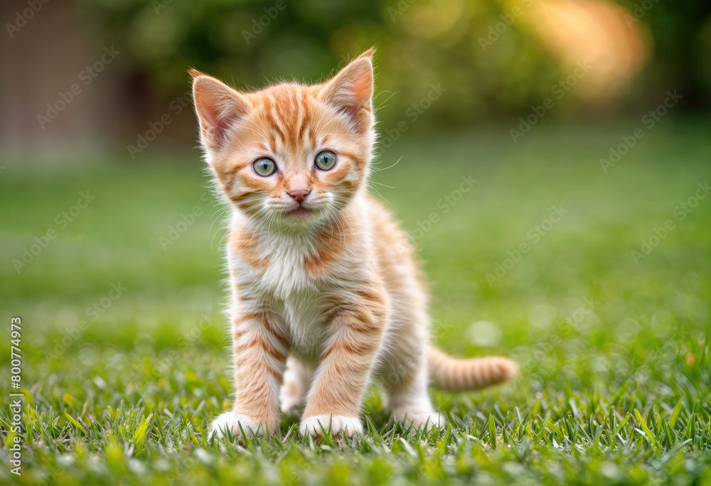Kitten Plays with Dandelion in Sunlit Meadow Kitten Plays with Dandelion in Sunlit Meadow