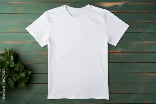 white t shirt on a green background