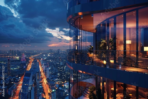 Sky-high penthouse at night