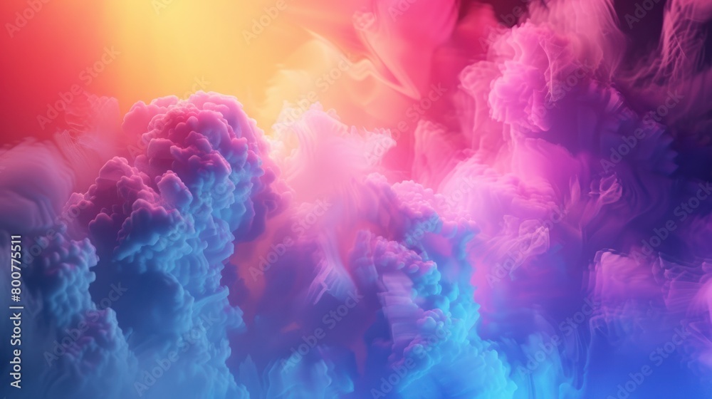 3d render, abstract background of fantasy neon cloud. Colorful smoke