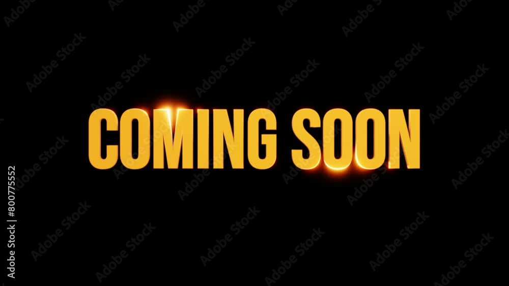 Animation coming soon text gold color blur effect with black isolated background 4k video looping. 3d illustration rendering