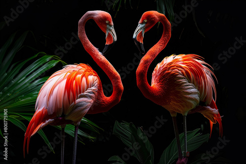 Graceful flamingos strike elegant poses