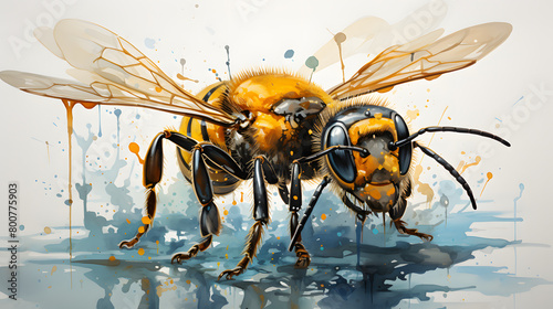 Robotic Bees watercolor photo