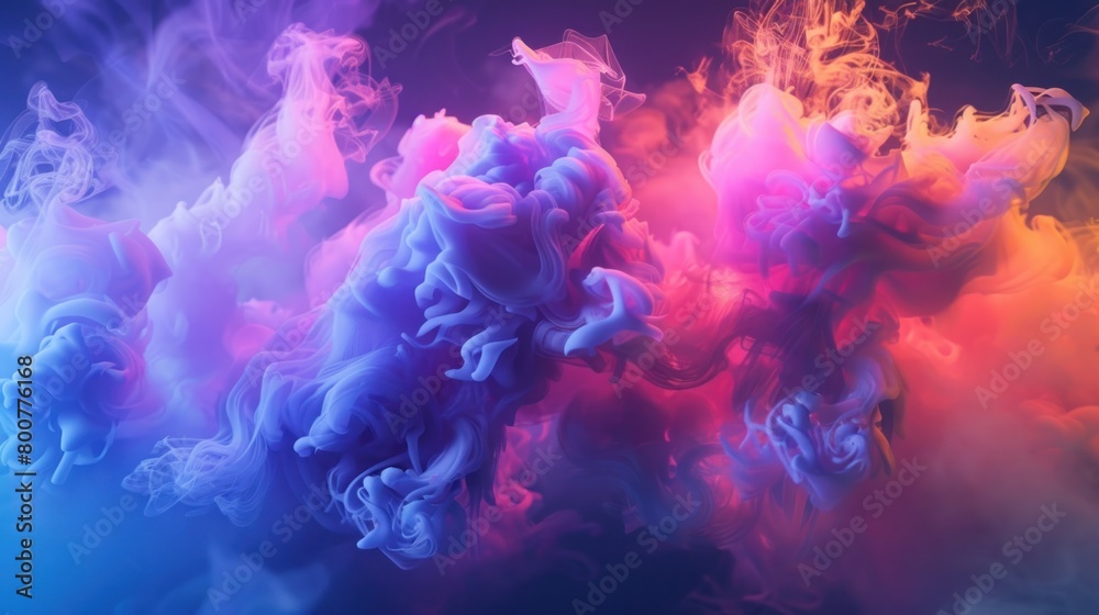 Obraz premium 3d render, abstract background of fantasy neon cloud. Colorful smoke