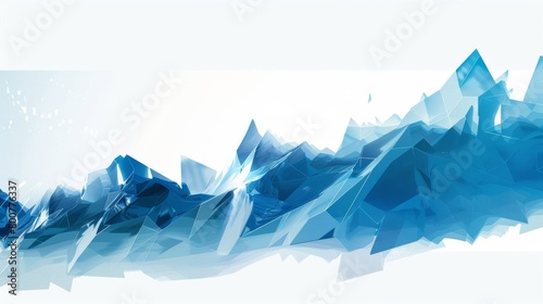 A simple yet striking graphic design featuring a single jagged line in shades of blue and white representing the sharp edges and powerful forces of glaciers..