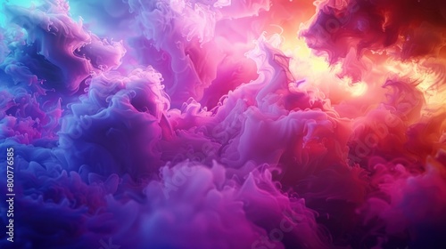 3d render  abstract background of fantasy neon cloud. Colorful smoke