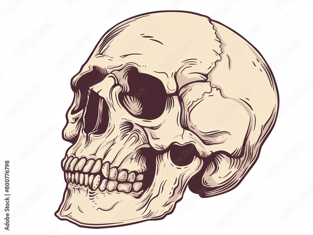 Hand drawn Skull Cartoon lines illustration on white background. Hand drawn Skull Cartoon lines illustration on white background.