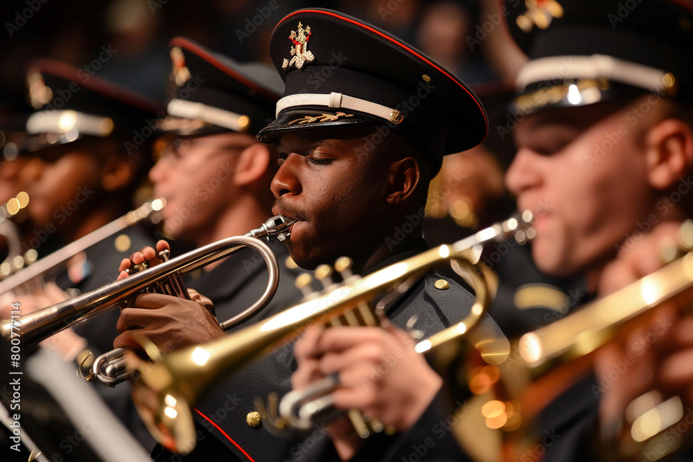 Obraz premium Memorial Day concerts feature patriotic music and performances by military bands