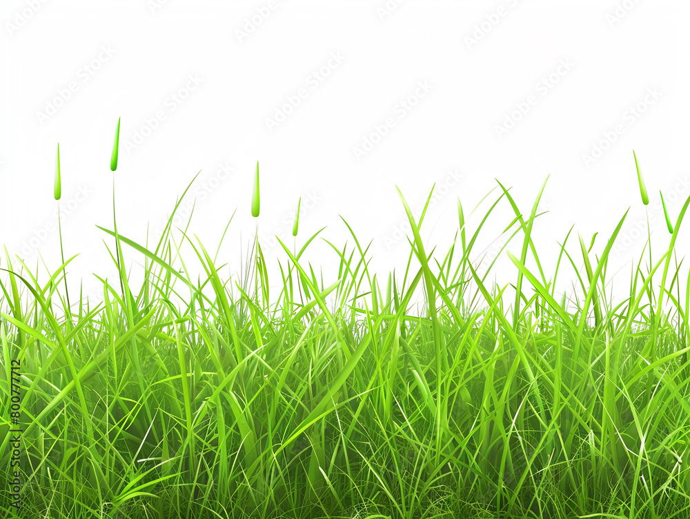 Fototapeta premium Realistic green grass field Isolated on white background.