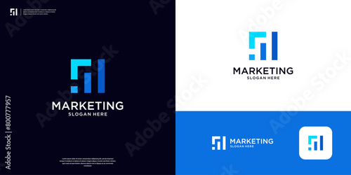 Geometric growth diagram logo design. Abstract digital marketing logo design vector.