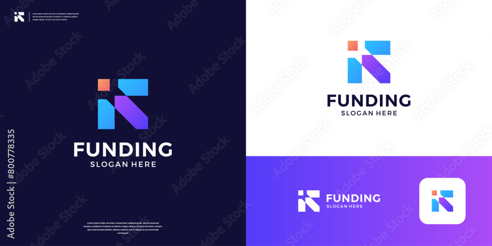 Abstract letter R business logo design. Colorful symbol for financial, investment, marketing logo.