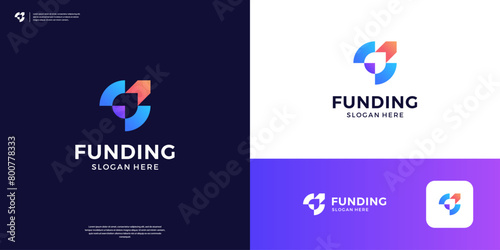 Geometric business logo icon template. Abstract financial funding logo design.