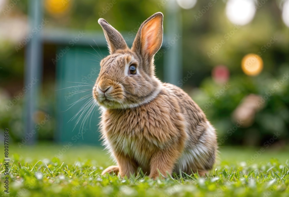Fototapeta premium Surprised Rabbit in Corner with Advertising Space