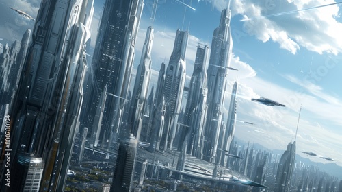 Metropolis of the Future: Flying Cars and Modern Architecture in a Futuristic City