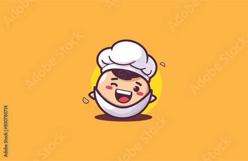 Egg chef Cute mascot style logo design