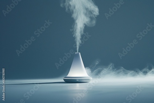 aromatherapy diffuser with sleek design, emitting a soft mist against a minimalist background photo