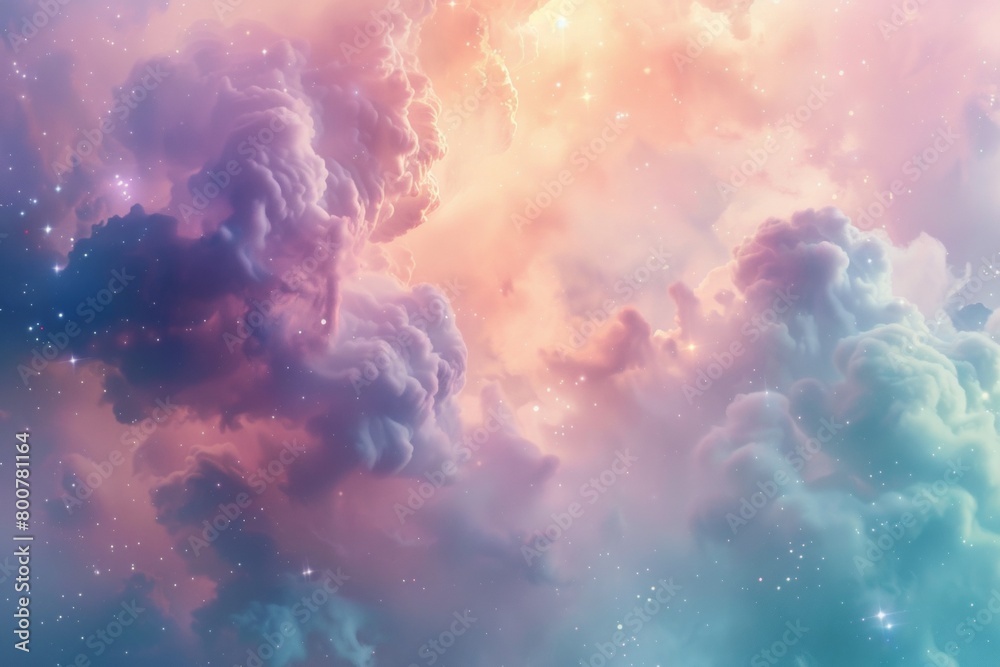 A nebula with a calming color palette and smooth gradients, creating a ...