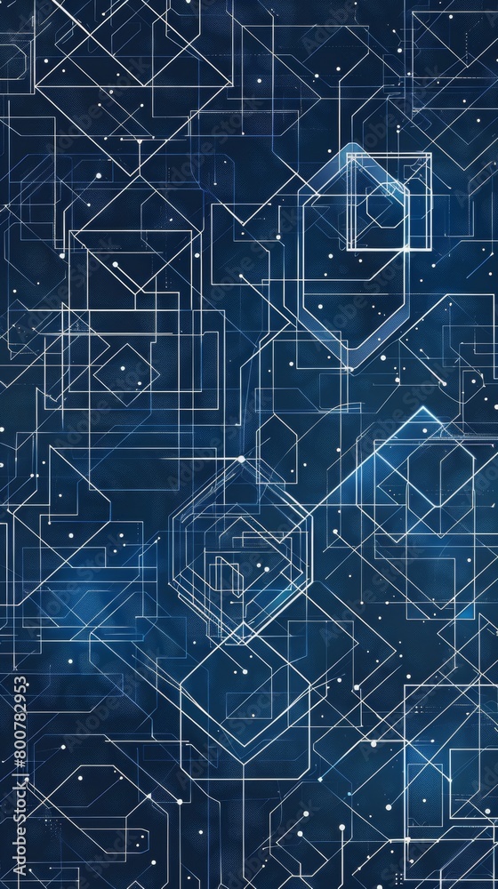 Fototapeta premium Blueprint style geometric pattern, precise linework, technical feel