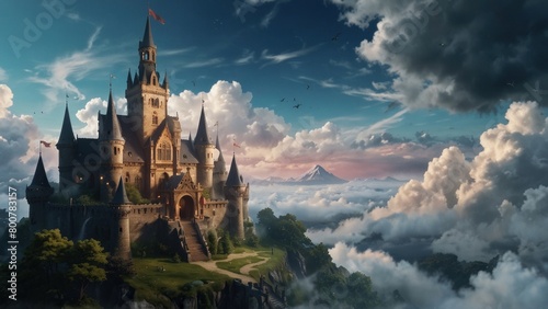 A magical academy nestled in the clouds game art