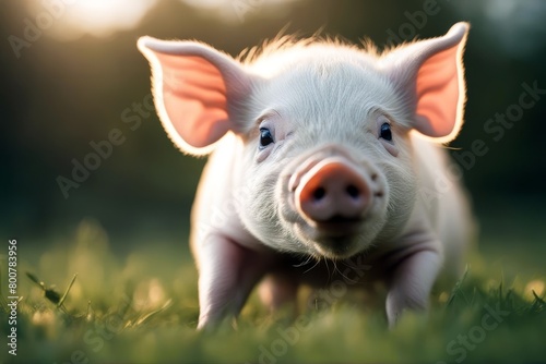 'pig young cute animal breed business domestic farm fence food hog investment mammal meat nose money box baby pink pork snout swine agriculture lovely small'