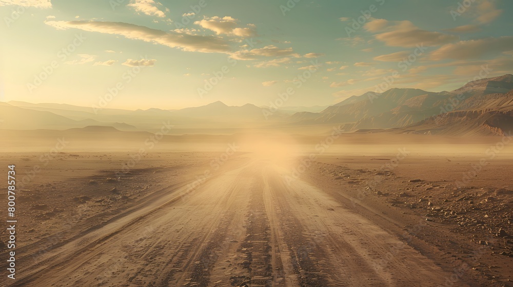 Outdoor Arizona western nature landscape background features a long, dusty road path through the hot, sandy desert. This setting creates a perfect vibe for a road trip, travel adventure, and explorati Outdoor Arizona western nature landscape background features a long, dusty road path through the hot, sandy desert. This setting creates a perfect vibe for a road trip, travel adventure, and explorati