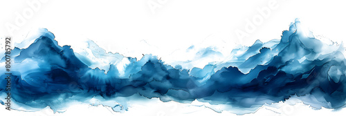 Teal and indigo watercolor gradient wash on transparent background.