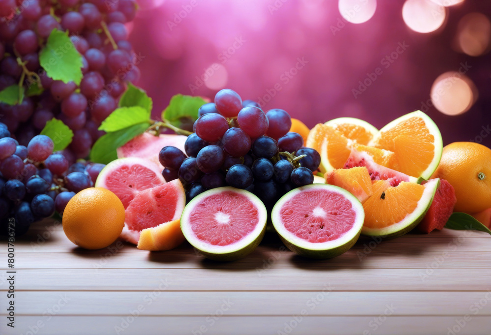 'Pink fruits orange watermelon podium grape poduim advertising background beauty blank copy space cosmetic creative design display food fresh fruit juice juicy natural organic'