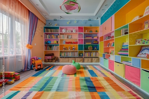 Colorful space for learning in children room