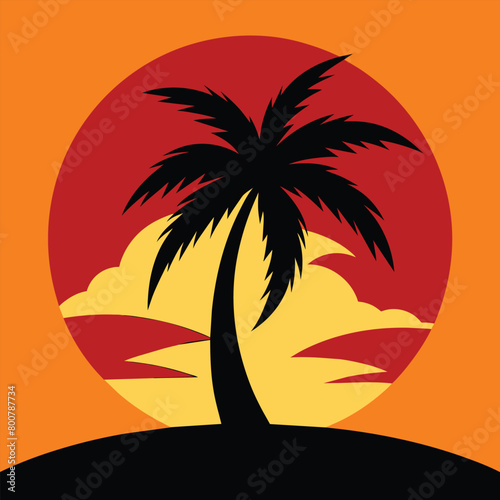 Palm Tree Sunset vector design