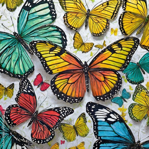 seamless pattern with colorful butterflies