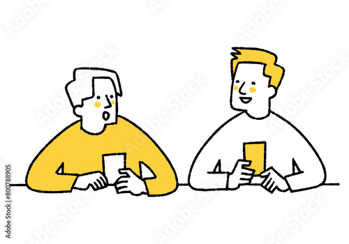 Two people happily drinking and conversing with each other.