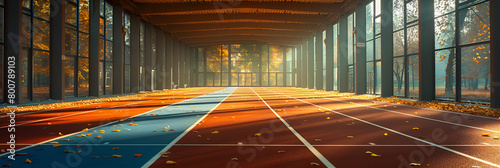 traffic in tunnel,
Shot Of A Running Track In The Shade From The Su  photo