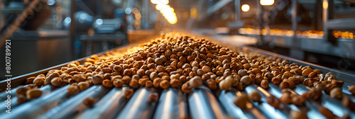 sparks from a grinder, Conveyor Belt Filled with Various Nuts 