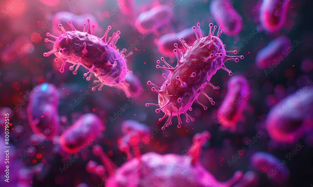 Macro closeup of an infectous bacteria seen through a microscope