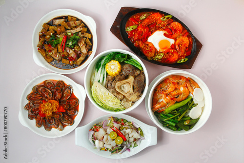 Freshly cooked assorted Filipino Food