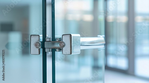 A detailed view showcases the loop securing a glass door, highlighting the glass-made mechanism.