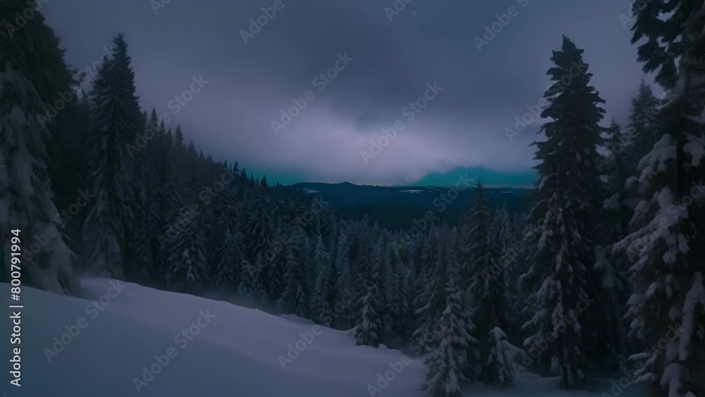Snowy Mountain With Foreground Trees Generative AI