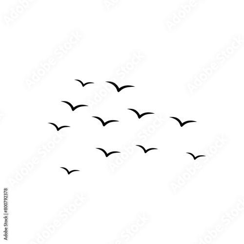 Simple birds flying illustration vector.
