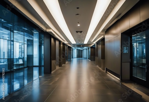 city interior hallway night time no walkway background people corridor background Design night office downtown space Modern urban office