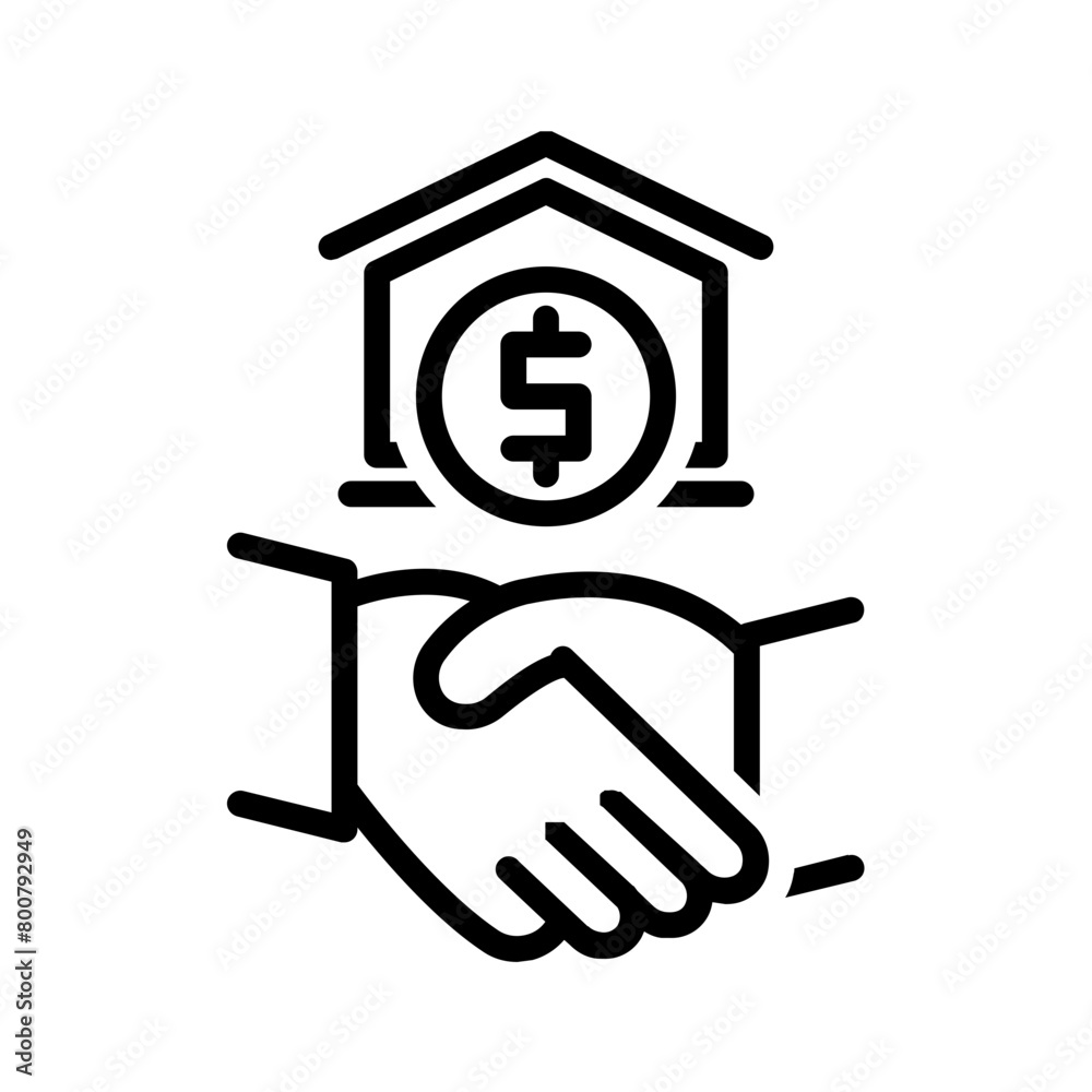 Vector black line icon for Home loan brokerage Vector black line icon for Home loan brokerage