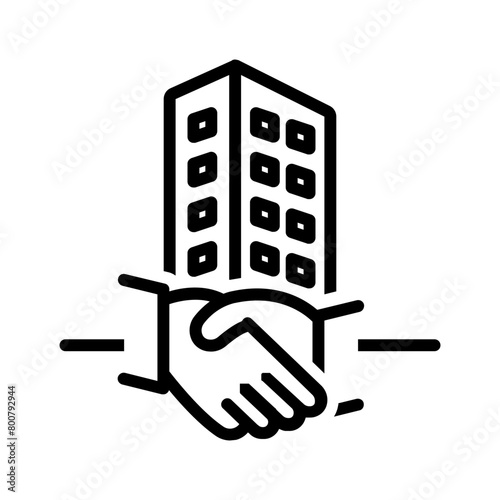 Vector black line icon for Industry partner