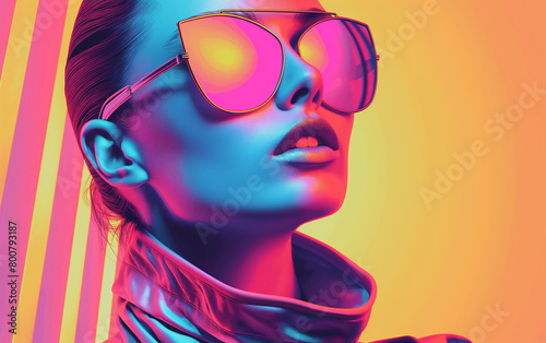 Pop art, fashion, portrait, retro, vintage, and futuristic technology combined. 
