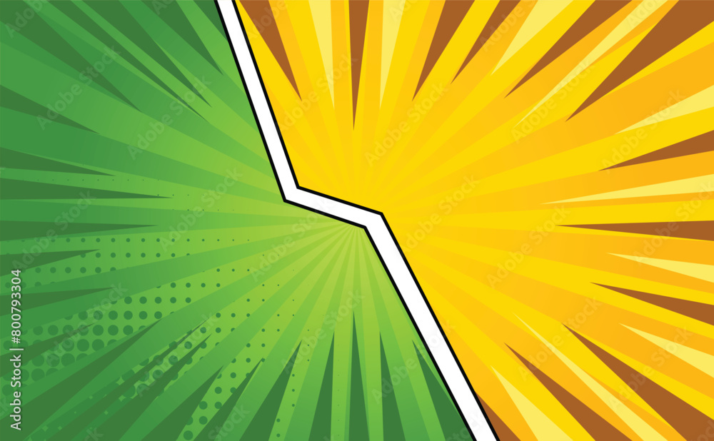 Fototapeta premium Green Yellow Comic Cartoon Background Design Vector Template